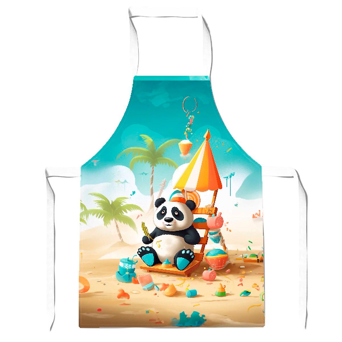 Happy Panda On A Beach Holiday Apron