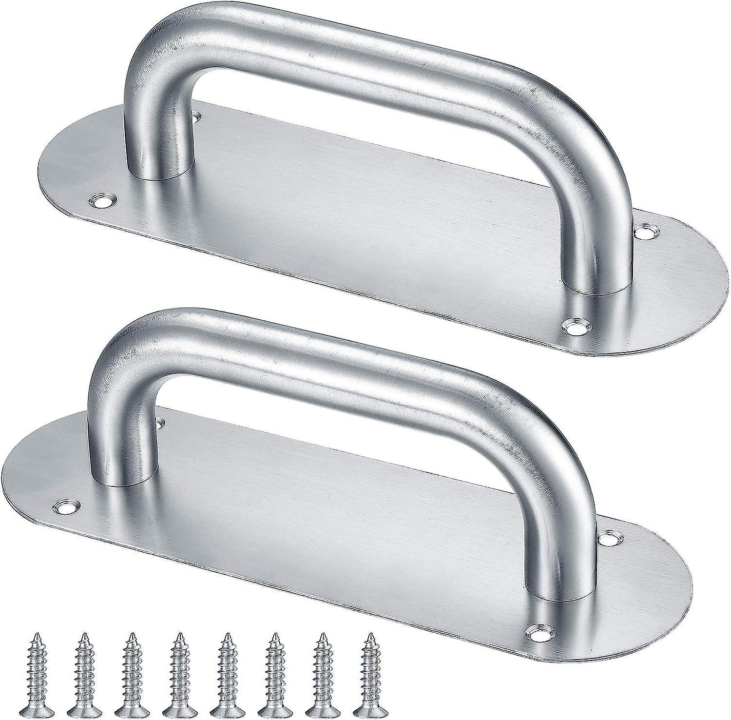 2 Pcs Sliding Door Handle, Stainless Steel Push Door Handles, Cabinet Handle Pull with Back Plate fo