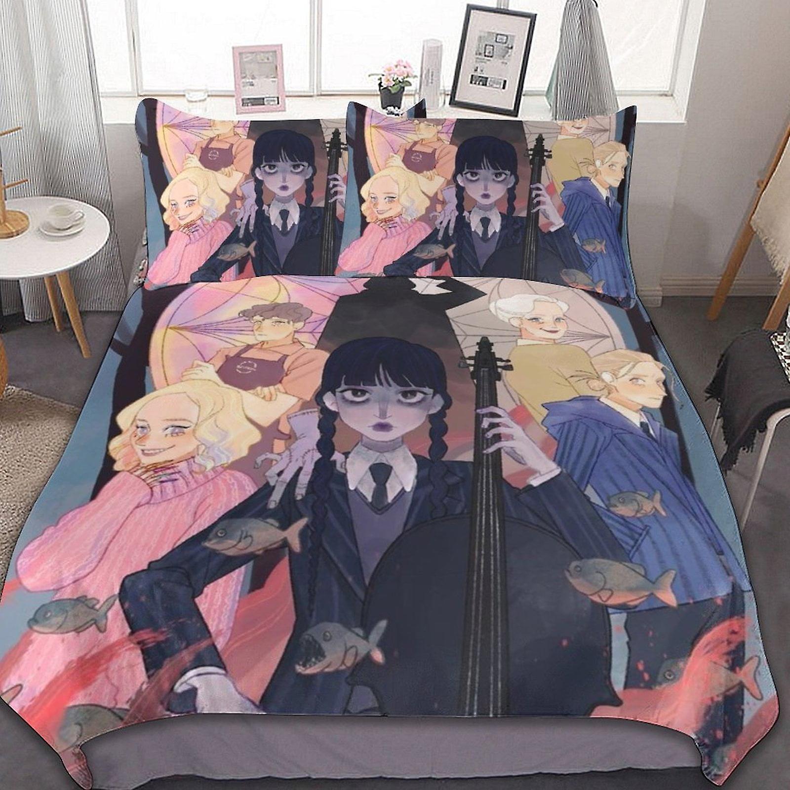 Wednesday Addams 3 Pcs Bed Sheets Set Breathable Duvet Cover with 2 Pillow Sham Soft All Seasons Bedding Set