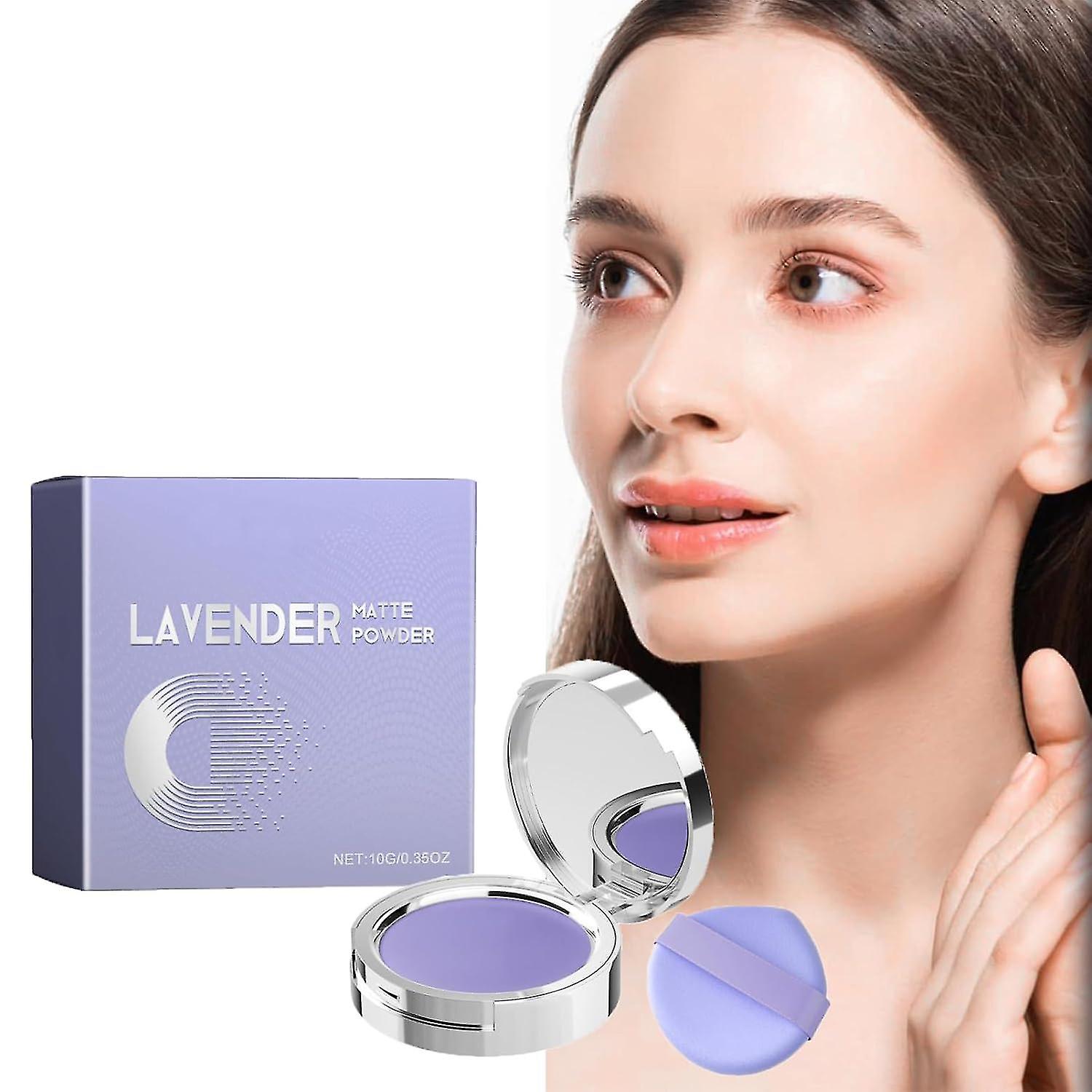 Candy Bella Chillab Lavender Matte Powder, Lavender Matte Powder Oil Control, with Powder Puff, Long-Lasting Makeup