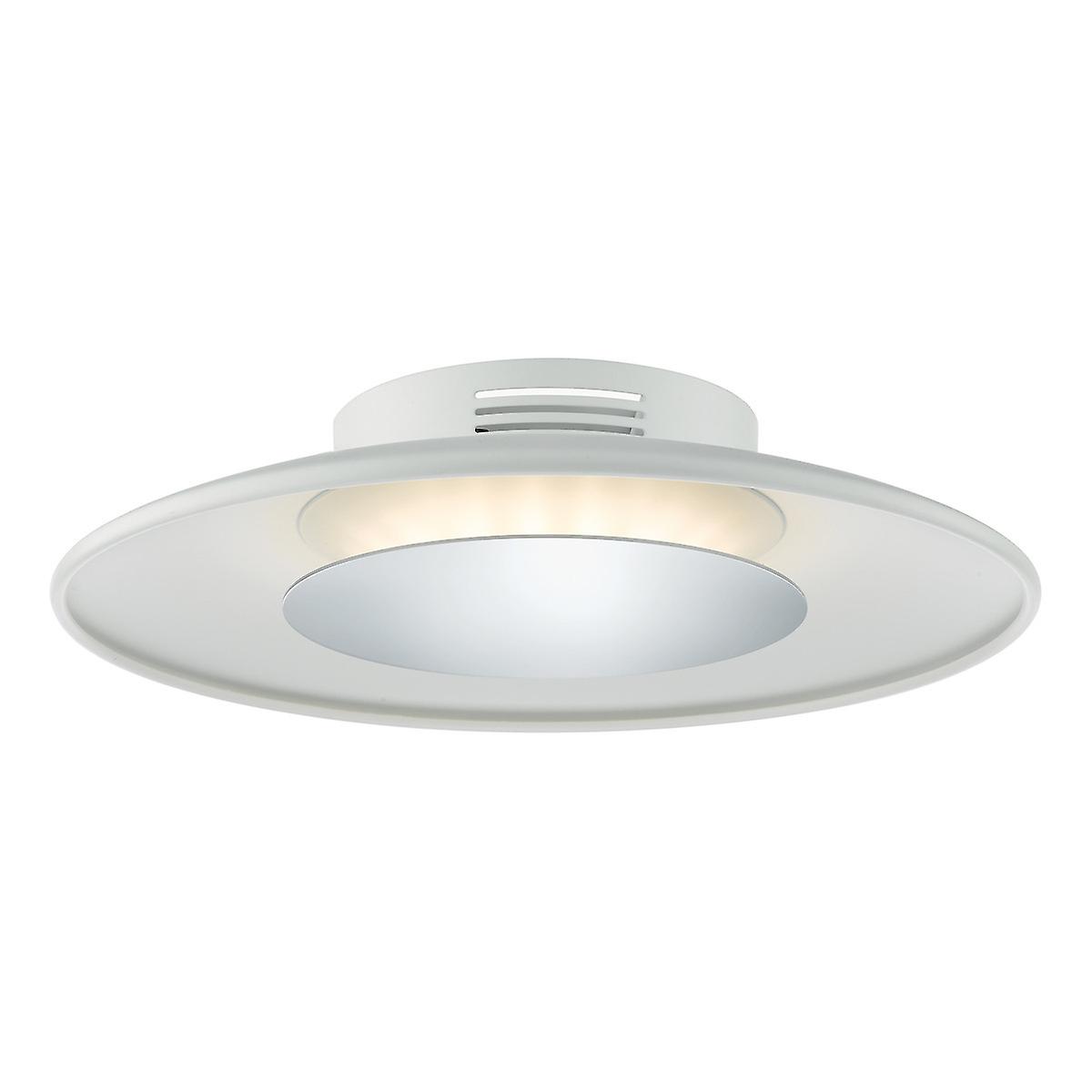Worcester Round LED Small Ceiling Flush Ceiling Light White & Polished Chrome