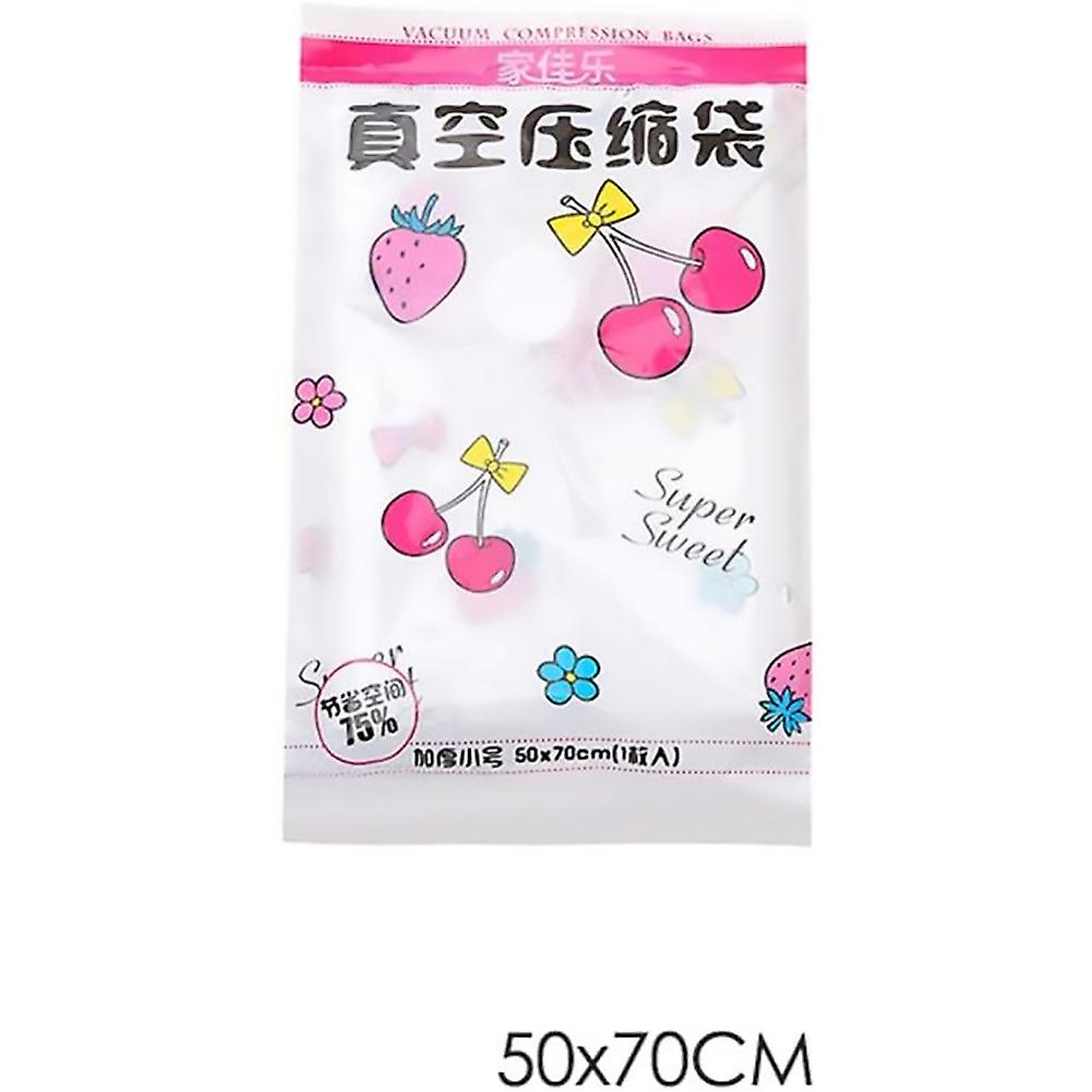 Cute Cherry Pattern Vacuum Compressed Storage Bag Clothes Quilts Organizer Space Saver (XS)