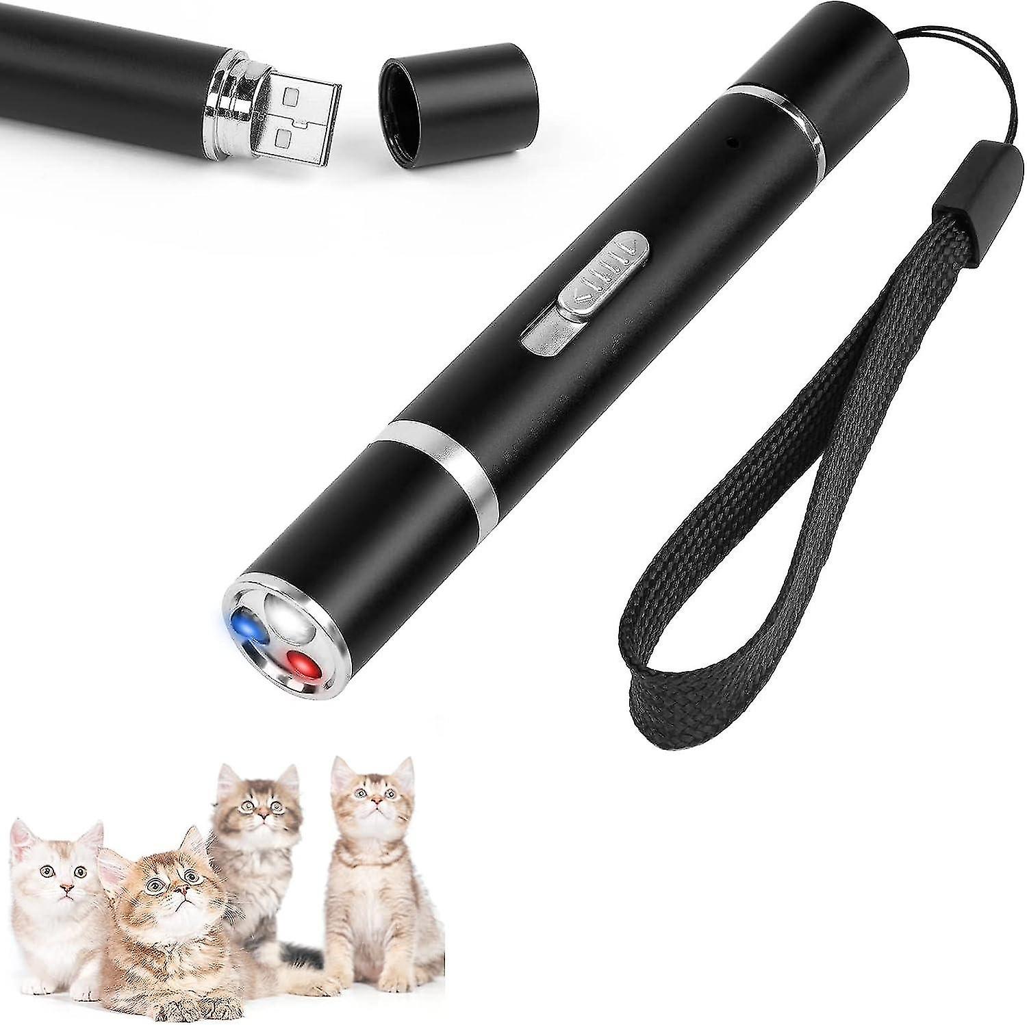 Cat Pointer, Interactive LED Cat Toy 7 in 1 Function (Flashlight + 5 Adjustable Pattern + UV Light),