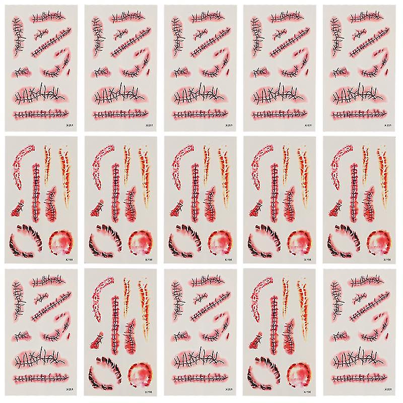 30pcs Zombie Scars Stickers For Halloween Decorations
