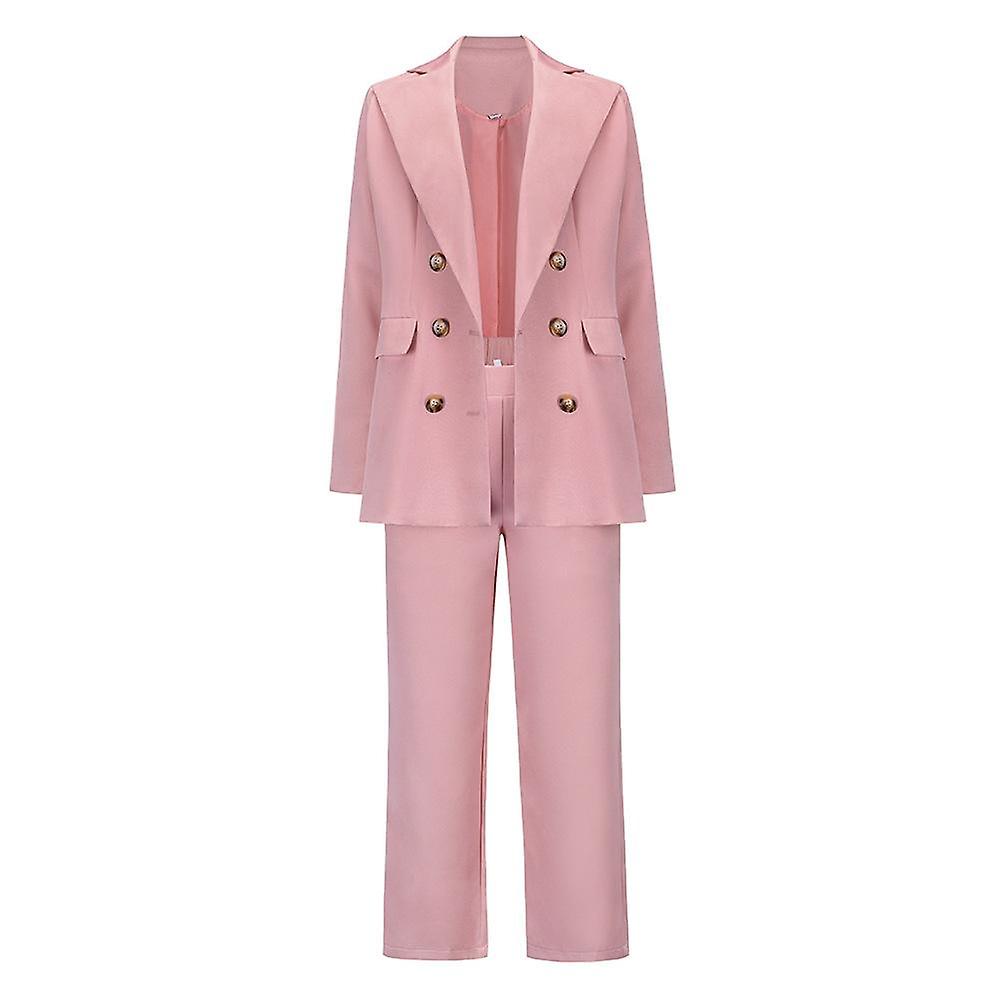 Women's 2 Piece Double Breasted Suit Set Two Button Blazer and Pants