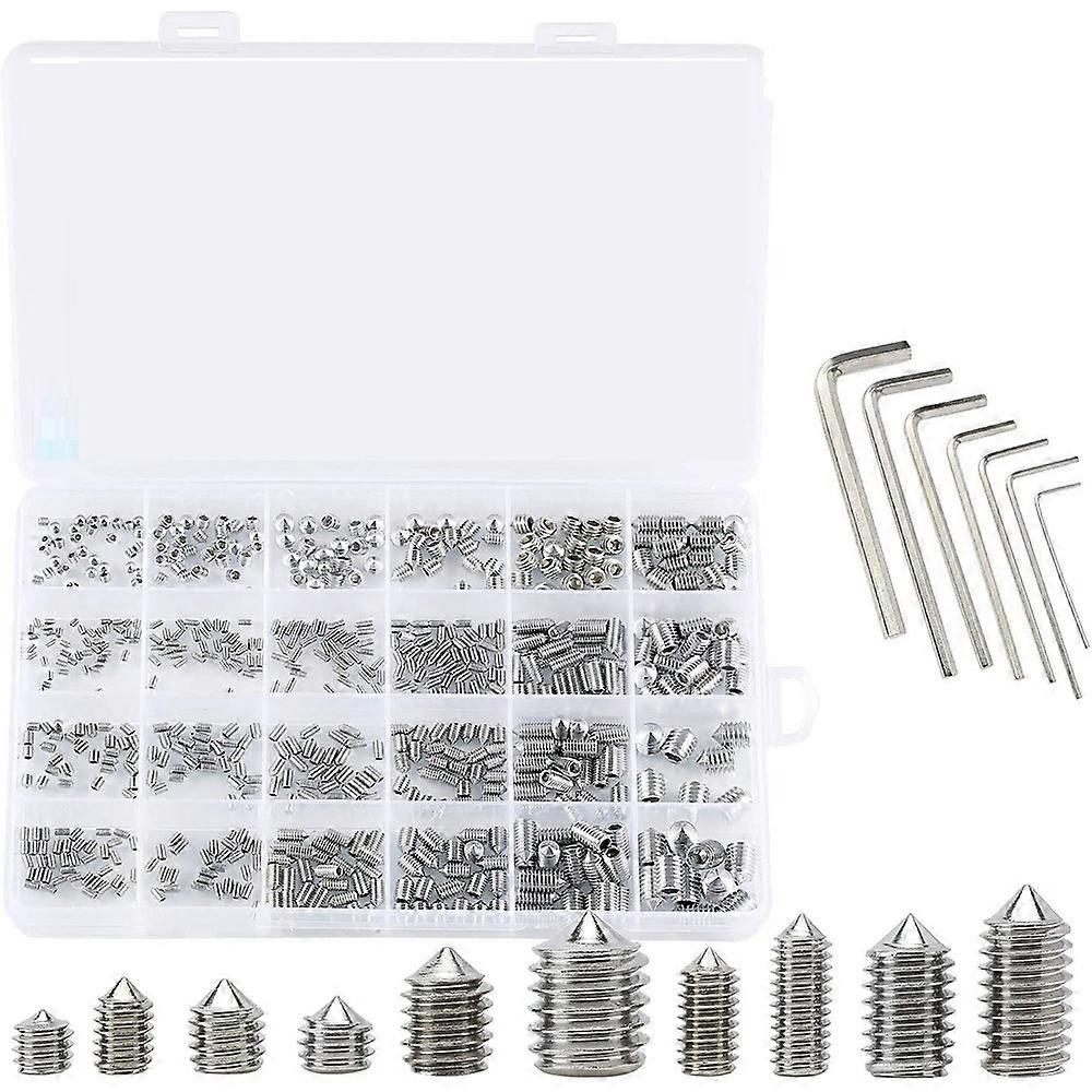 667Pcs Hex Hexagon Socket Cone Point Set Screw Assortment Kit M2 M2.5 M3 M5 M6 M8 Grub Screw with H