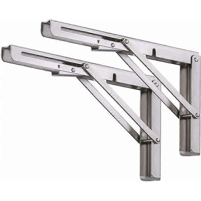 Foldable shelf support, set of 2 foldable stainless steel shelf supports, foldable wall support - Foldable support with screw - 350 mm x 170 mm - (14