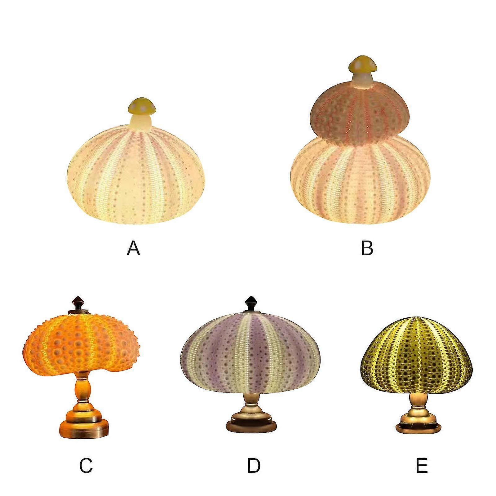 Mini Sea Urchin Shell Lamp Decorative Lamp Simulated Sea Urchin Shell And Simulated Succulent Plant Study Bedroom Decorations