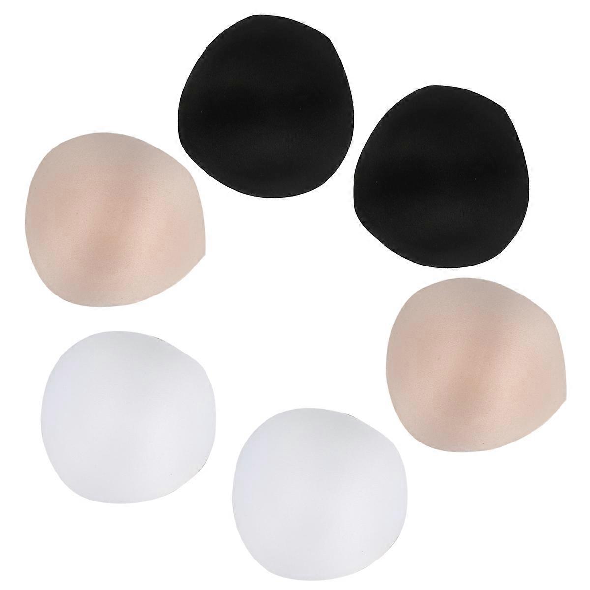 3 أزواج / 1 مجموعة سميكة دفع حمالة الصدر وسادة إدراج ملابس السباحة وسادات إسفنجية للنساء السيدات الفتيات (أسود / أبيض / لون البشرة ، كل 1 زوج)