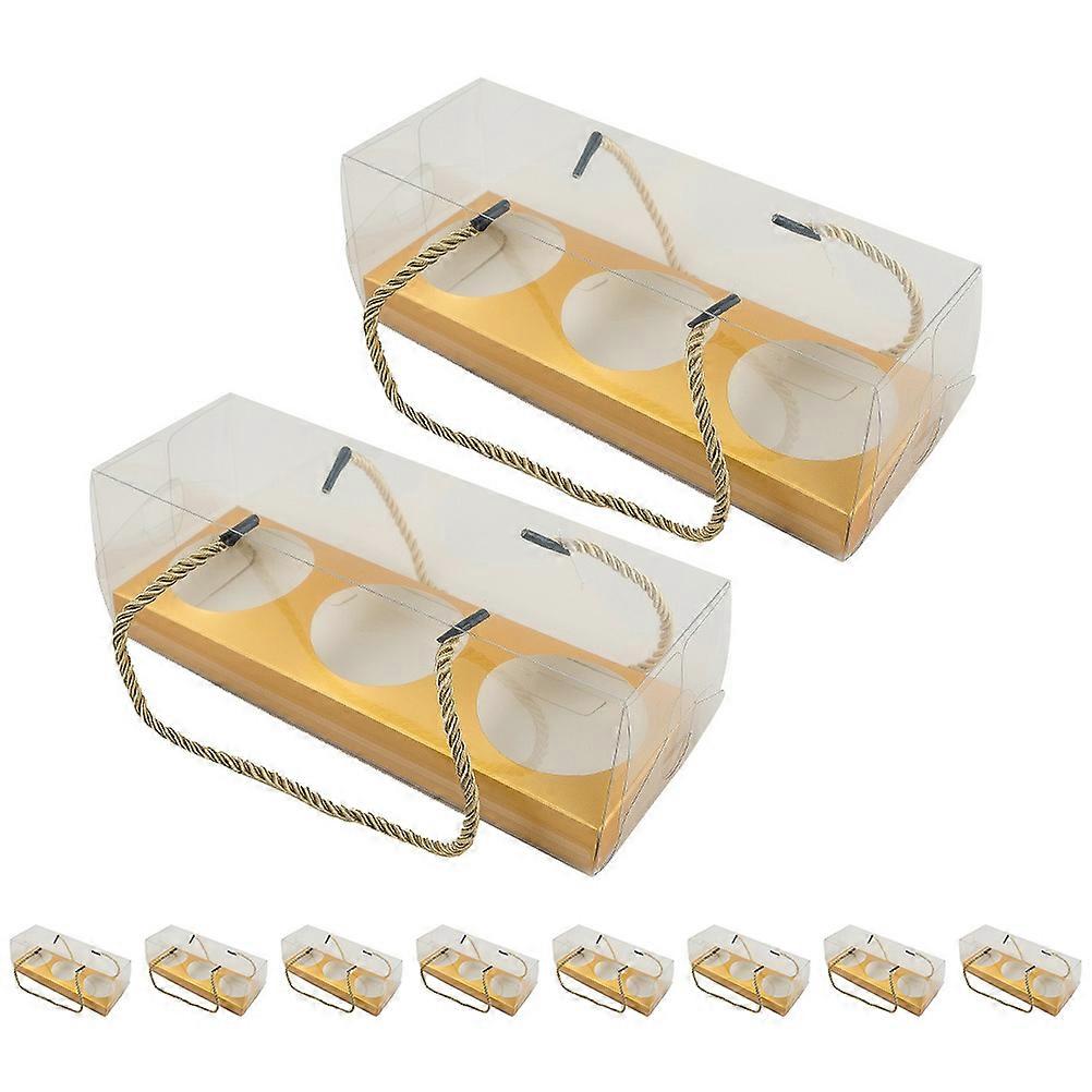 10 pcs Clear Cupcake Boxes Portable Dessert Boxes Rectangle Cupcake Container with Handles