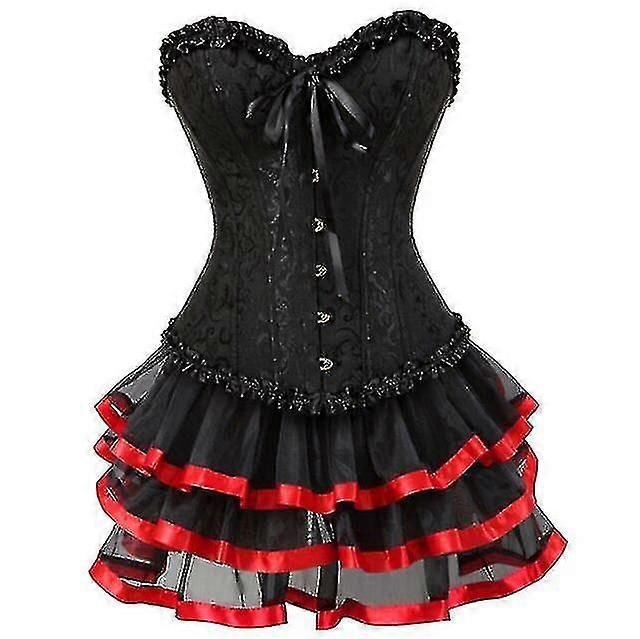 Szexi fűző ruhák a nők számára Plus Size Jelmez Overbust burleszk fűző és mini szoknya szett Tutu Corselet