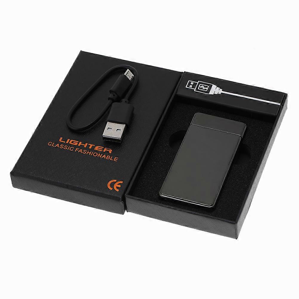 USB Rechargeable Windeedproof Mini Portable Electric Dual Arc Cigarette Lighter (Black)