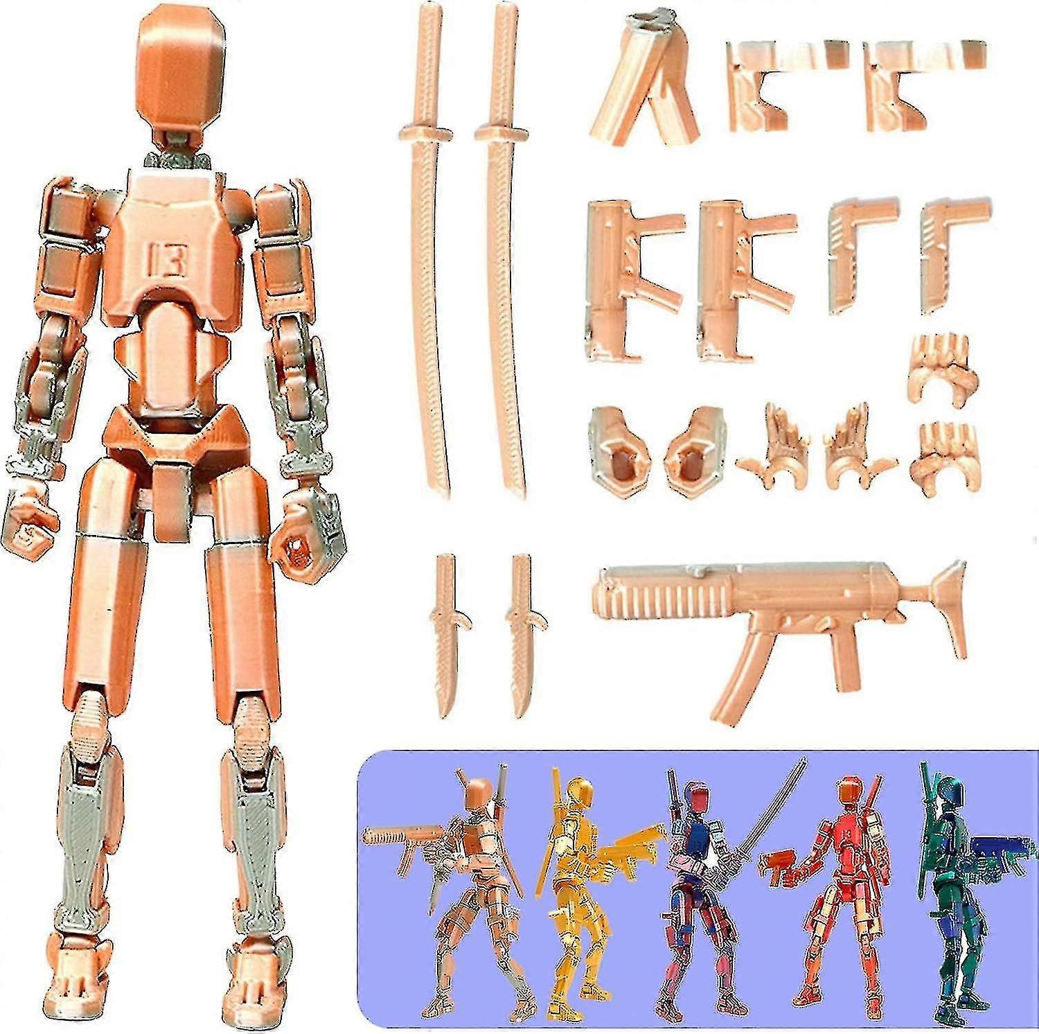 T13 Action Figur 3D Printet Titan 13 Nova Multi-artikuleret Action Figur