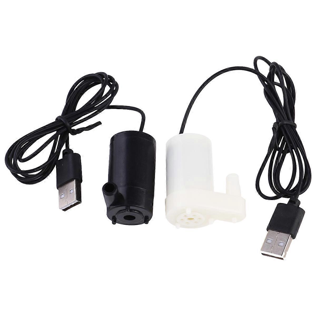 2pcs USB 5V Plunger Pump Miniature Submersible Pump with 1M Power Cord for Fountains Ponds Aquarium Fish Tank (Black, White)