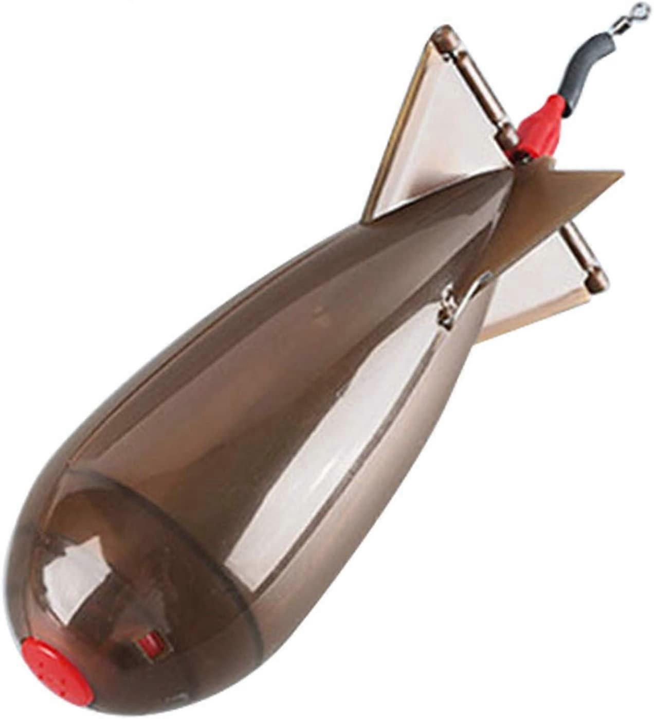 Matare Fiske Spomb Rocket Shape Fiske Matare Float Bait Holder Tackle Tool (Brown S)