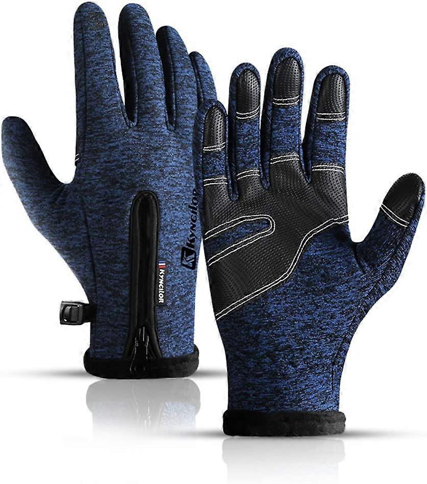 Windproof and waterproof sports touch screen function bicycle glove(Royal blue S)