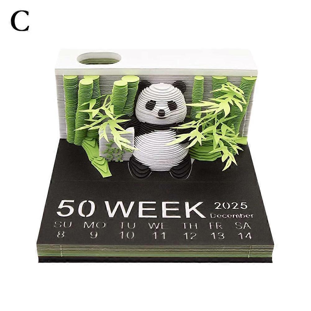3D Panda Notepad 2025 Weekly Calendar Sticky Notes Creative Desktop Note Gift