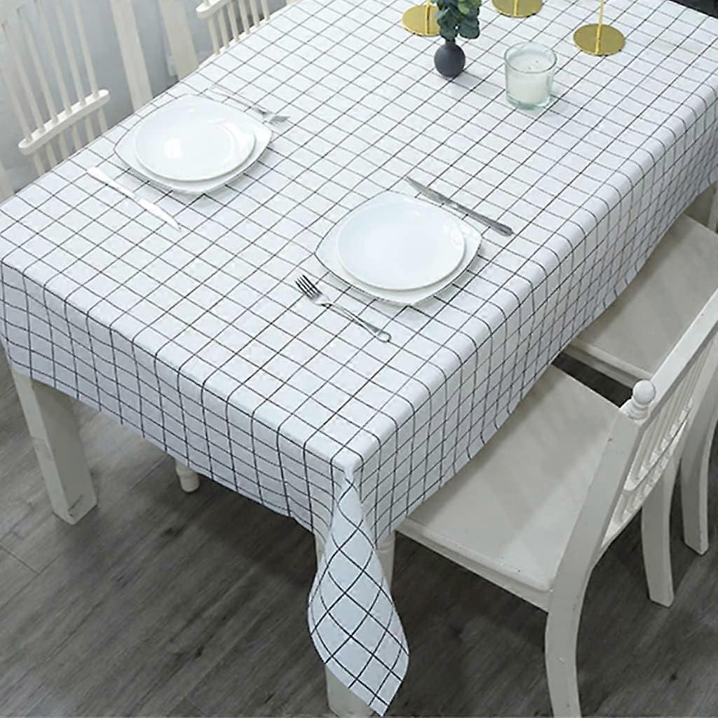 137*90cm Checkered PVC Tablecloth Plaid TableCovers,White Rectangular Plaid Style Table Cover,Stain Resistant,Waterproof,Oil-proof Gingham,Plastic