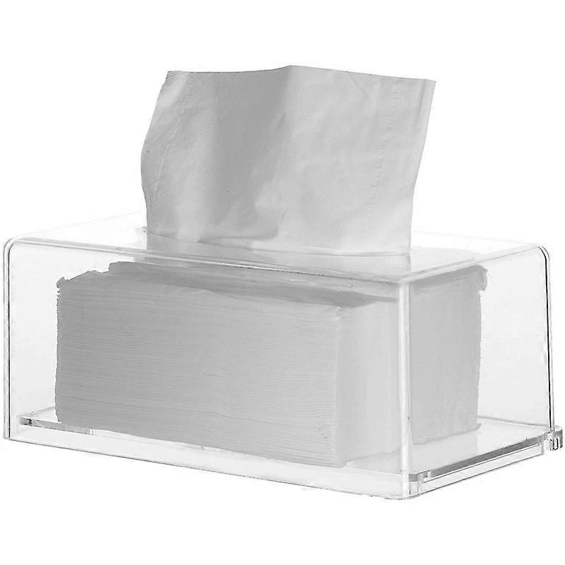 Tissue Box Holder with Cover Rectangular,Facial Tissue Dispenser Box Case for Countertop,Clear Plastic Dryer Sheet Container Napkin Organizer for Bath