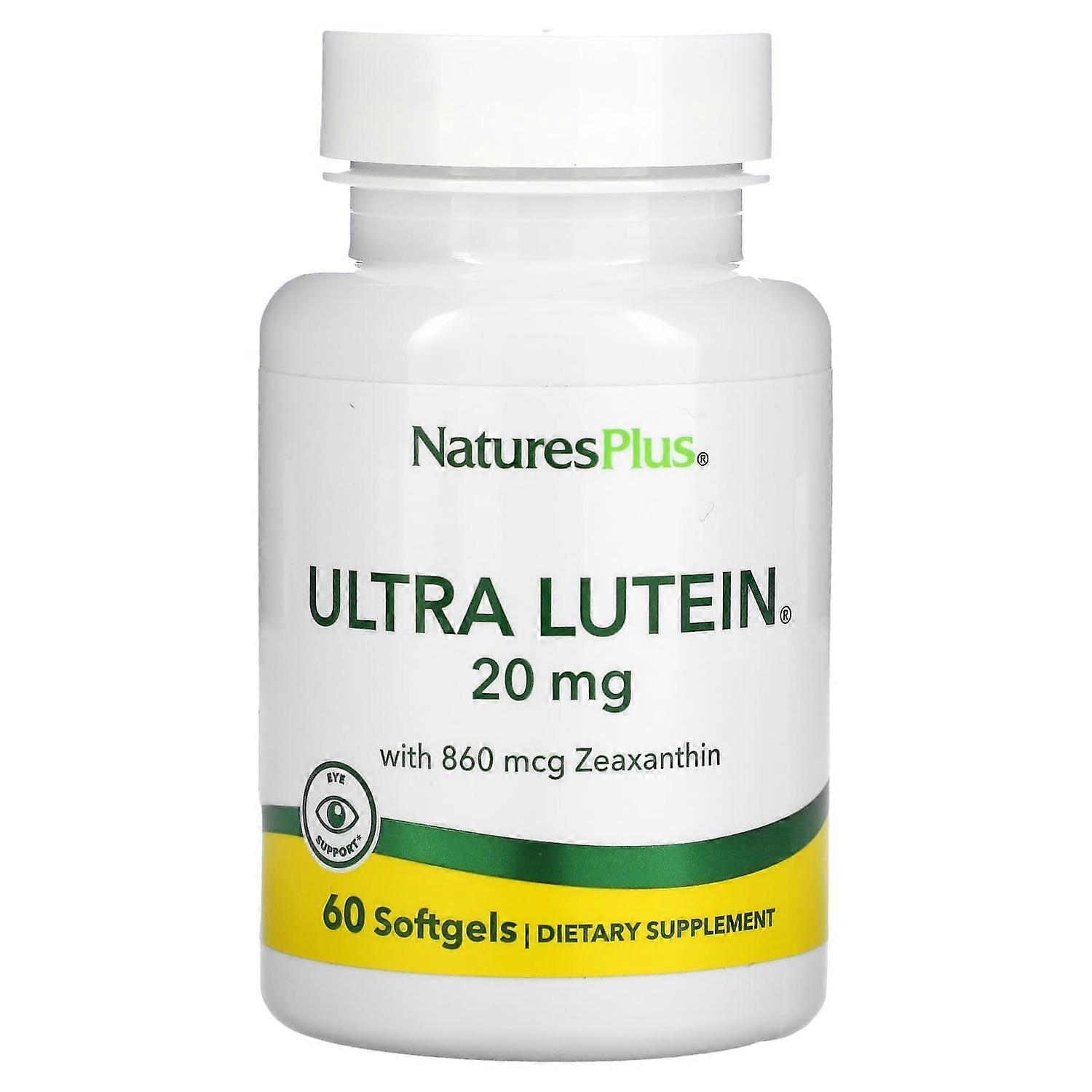 NaturesPlus, Ultra Lutein with Zeaxanthin, 20 mg, 60 Softgels