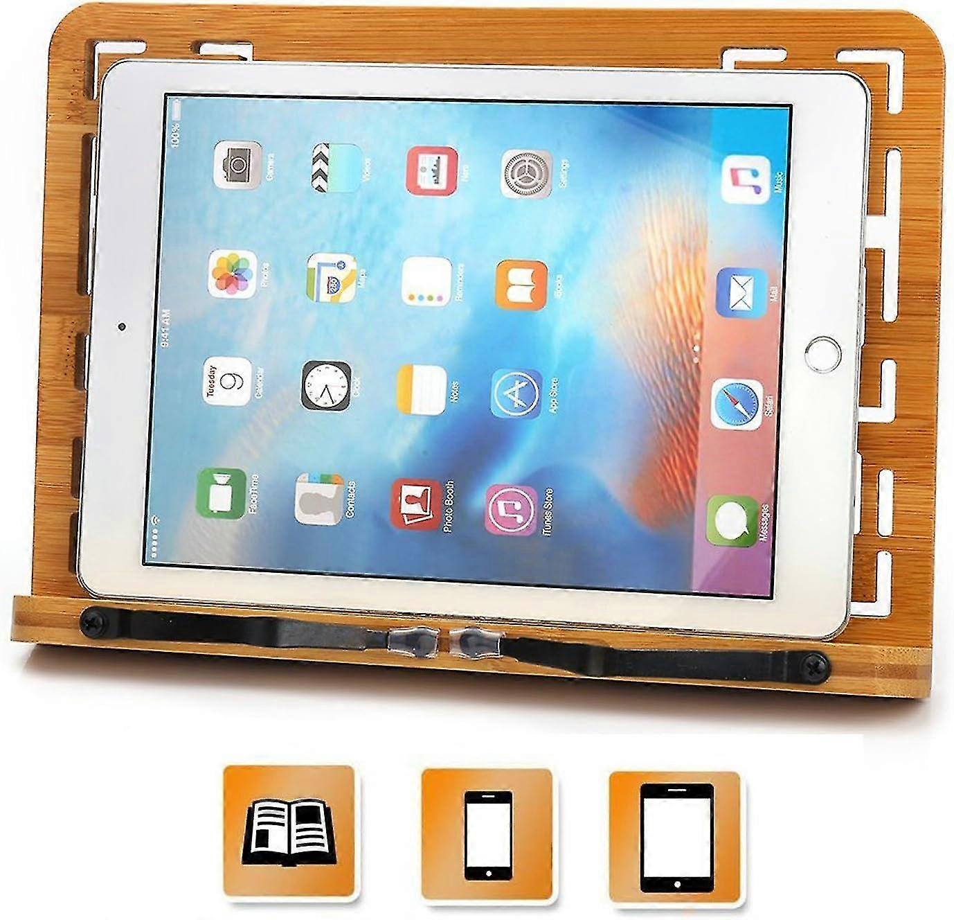 Large Size Bamboo Reading Rest Cookbook Cook Book Holder Stand Bookrest Foldable