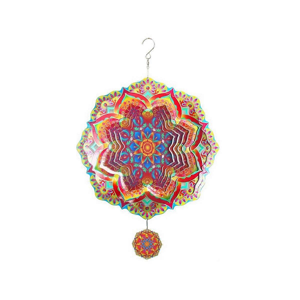 Mandala Wind Spinner Metal 3D Rotating Windchimes Luxury Art Garden Hanging Outdoor Decoration