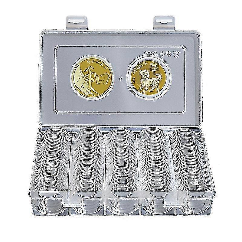 2024 100pcs 27mm Round Coin Capsules Round Holder And Protective Case With Storage Box