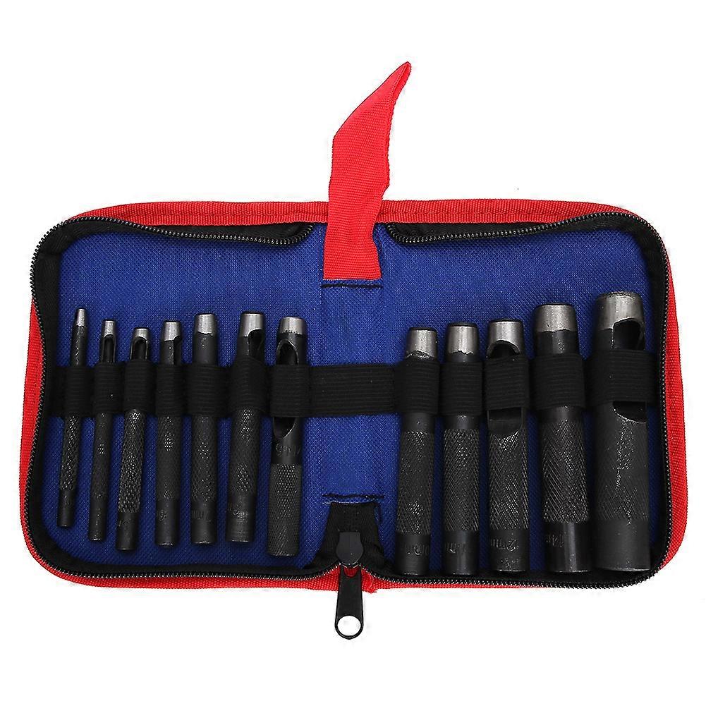 Punzonatrice in pelle Set di punzonatura Ergonomico Craft Collection Utensili manuali in acciaio12 pezzi (3-16 mm)