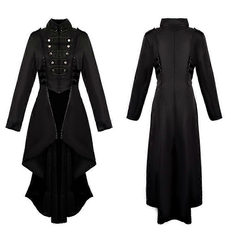 Women's Plus Size Medieval Dress Retro Long Lapel Irregular Hem Tuxedo Coats Stage Performance Halloween Clothing