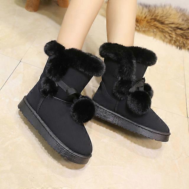 פרווה חמה נשים מגפי שלג זמש נעלי חורף כדור פרווה מגפי שוק בינוני מגפי אופנה נשיים שלג מונע החלקה בוטאס דה מוג'ר מזדמנים