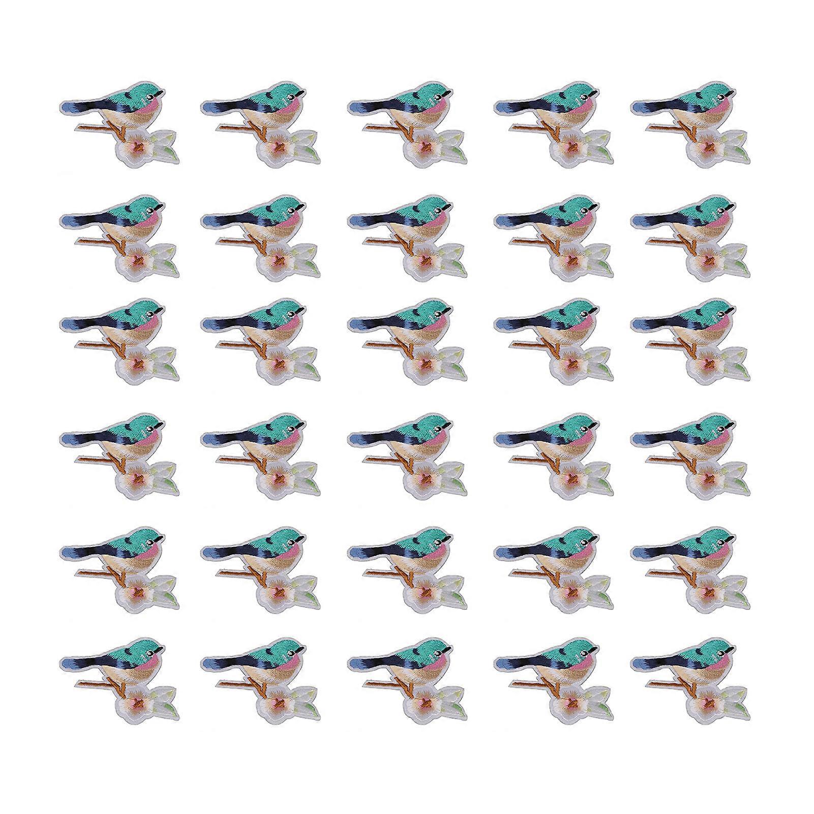 30Pcs Sew On Patches Bird Flower Style Vibrant Colors Easy to Use Embroidery Applique for Clothes Hats Bags