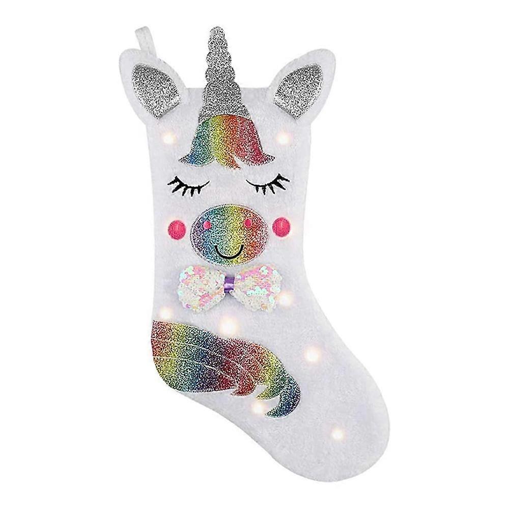 newChristmas Stocking with LED Light Sparkly Stocking Fireplace Hanging for Christmas Decorations