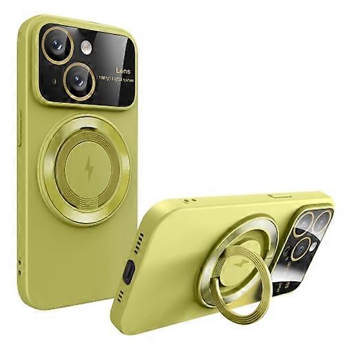 For iPhone 15 Large Window MagSafe Magnetic Holder Phone Case