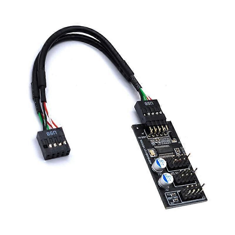 9-poliger USB-Hub-Anschluss, USB-Splitter 1 auf 3, USB 2.0, 9-poliges Header-Board-Kabel für Wasserkühlung, für RGB-LED-Lüftergeschwindigkeitstest