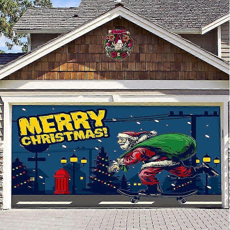 7x 16 Ft Frohe Weihnachten Banner Garagentor Abdeckung Große Tür Abdeckung