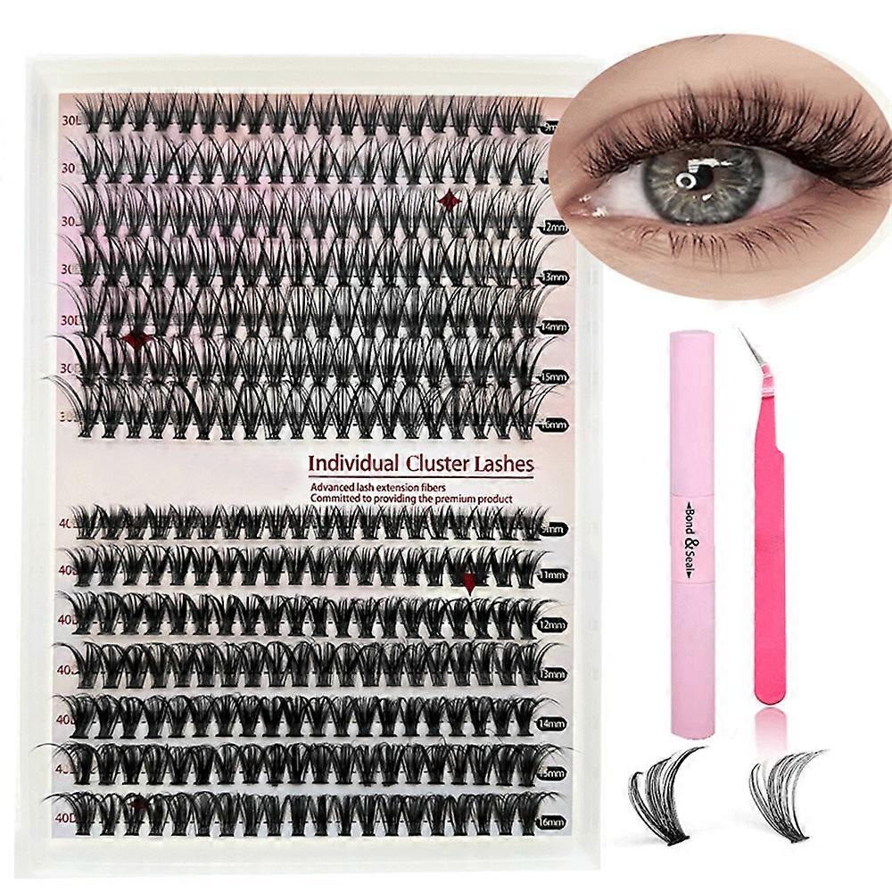 Kit d’extension de cils DIY Cils individuels Cluster D Curl Extension de cils + Outils