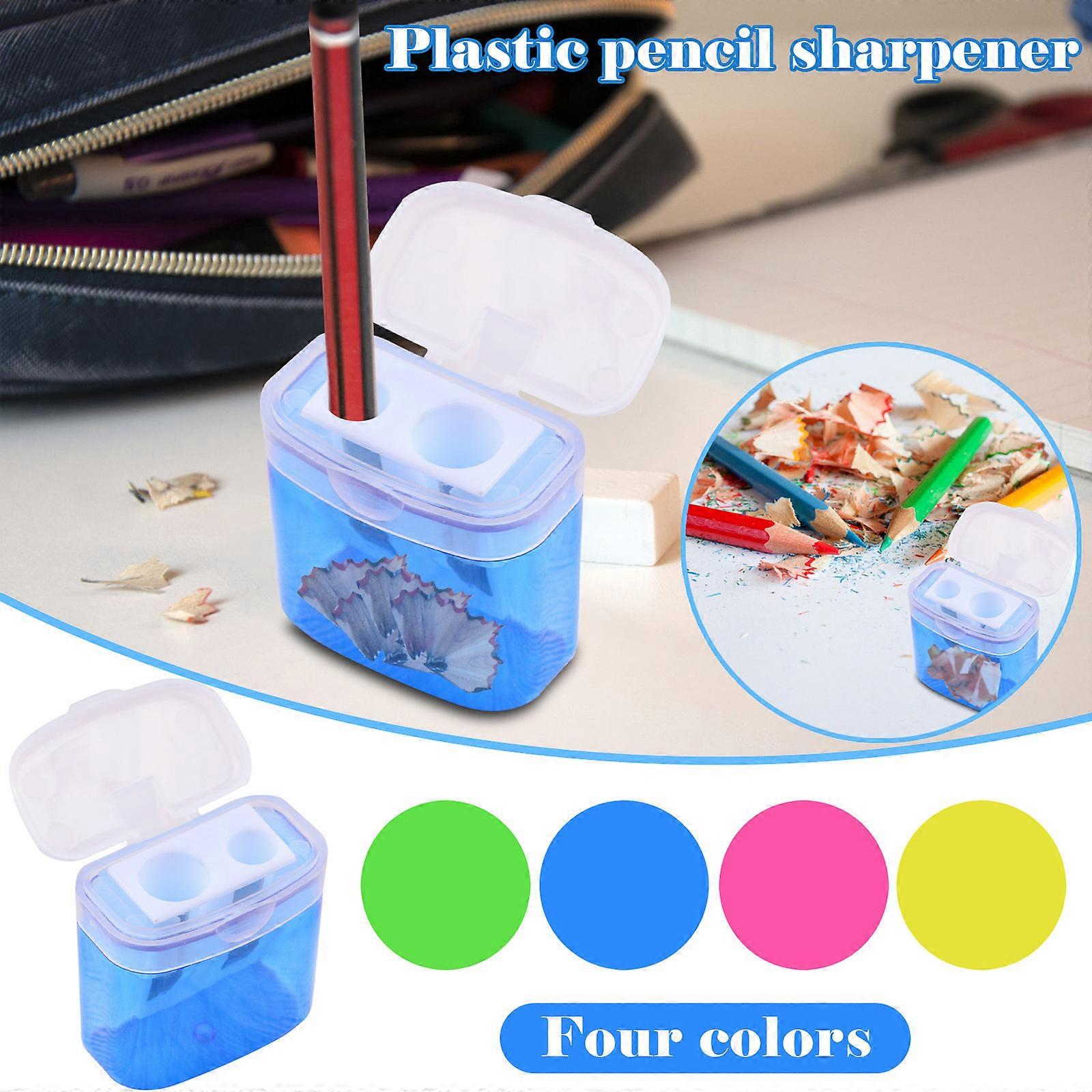 Double Hole Plastic Pencil Sharpener With Lid Square Pencil Sharpener Kitchen Utensil Sets