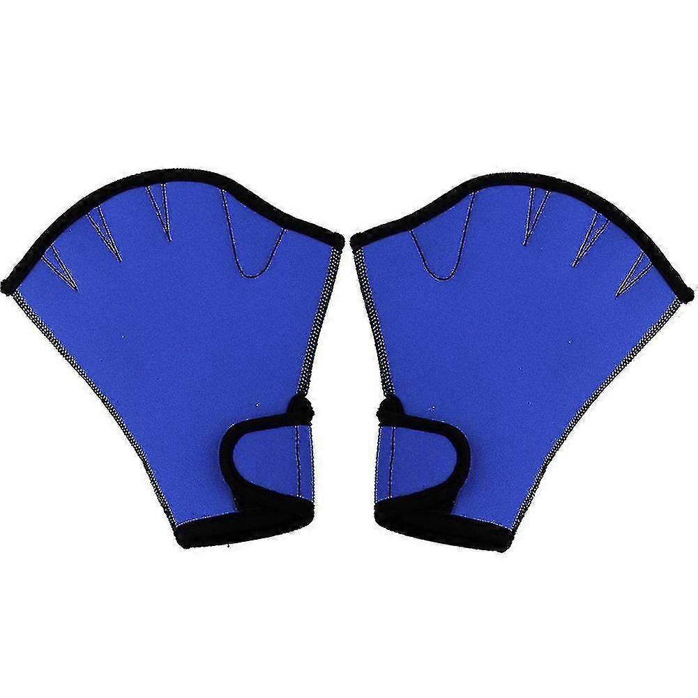 Yaju Swimming Gloves Waterproof Paddle Training Fingerless Gloves (1 Pair, Blue)