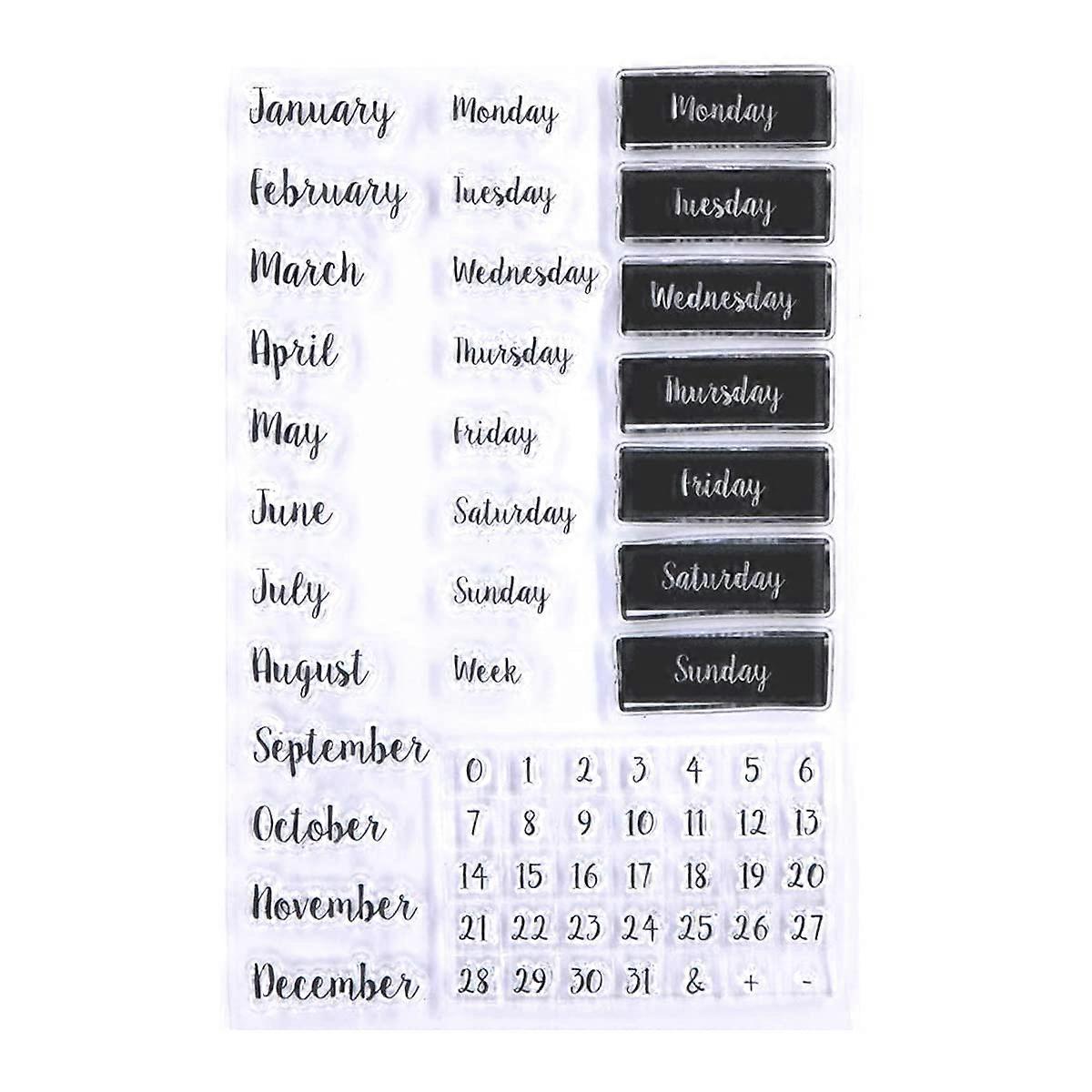 Silicone Stamp Week Month Clear Stamps Transparent Seal Soft Sticker for DIY Card Making Scrapbooking Embossing