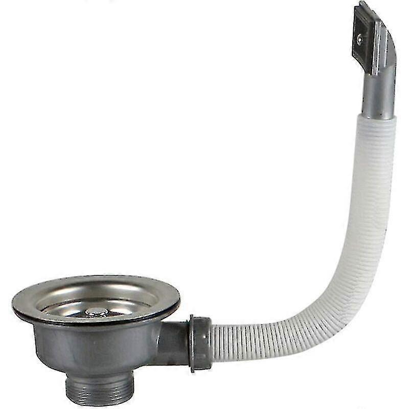Sink Drain With Overflow Square Stainless Steel Basket 110 Mm 1", Stainless Steel + Abs, Drain + Basket