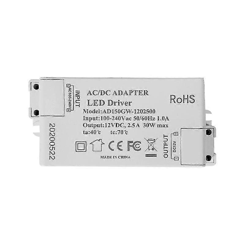 Led Transformer Led Power Supply-30w,2.5a Constant Voltage For Led Strip G4 Etc