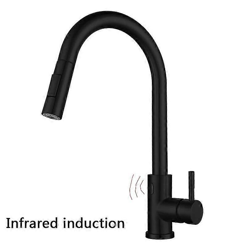 Exquisite Infrared Induction Kitchen Faucet Cold And Hot Pull Out Two Function Smart Deck Mounted Tap Battery Powered