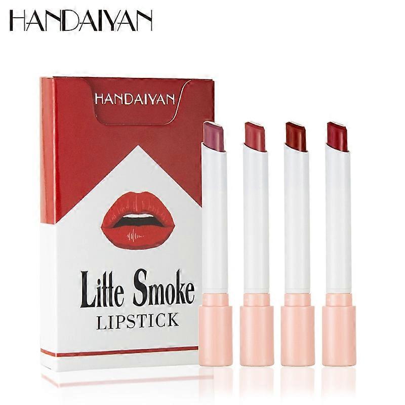 4Pcs Zigarette Lippenstift Set Semi Matte Mist Little Smoke Lippenstift Lang