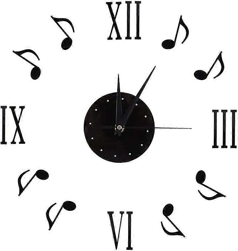 Musical Note Wall Clock With Vinyl Cd Dial And 3d Roman Numerals For Home Decor