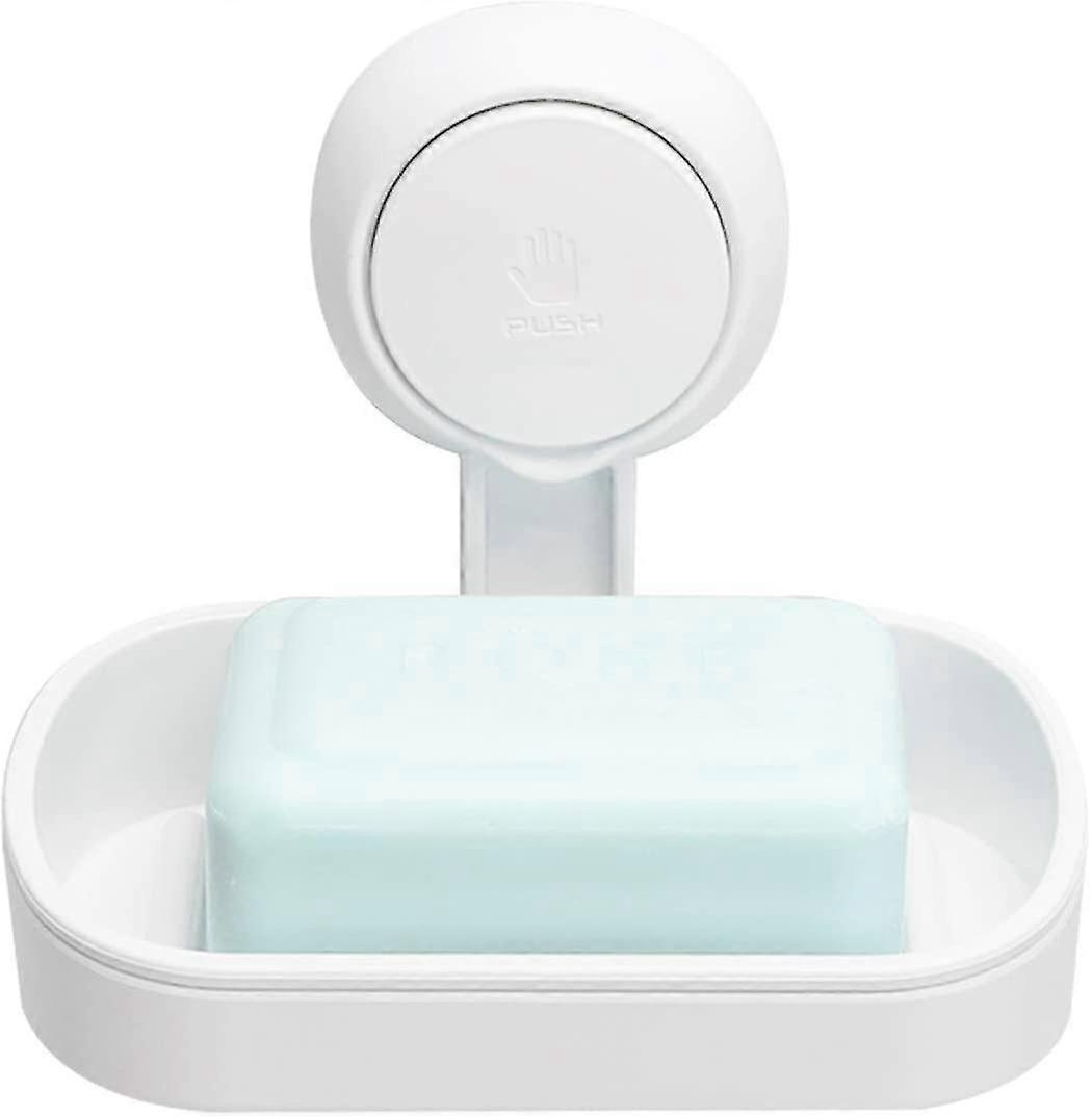No Drilling & Reusable Suction Cup Soap Dish 1 Second Installation Shower Soap Dish 360 Rotation 5kg Unable Load Tile Support Shower Wall Bathroom