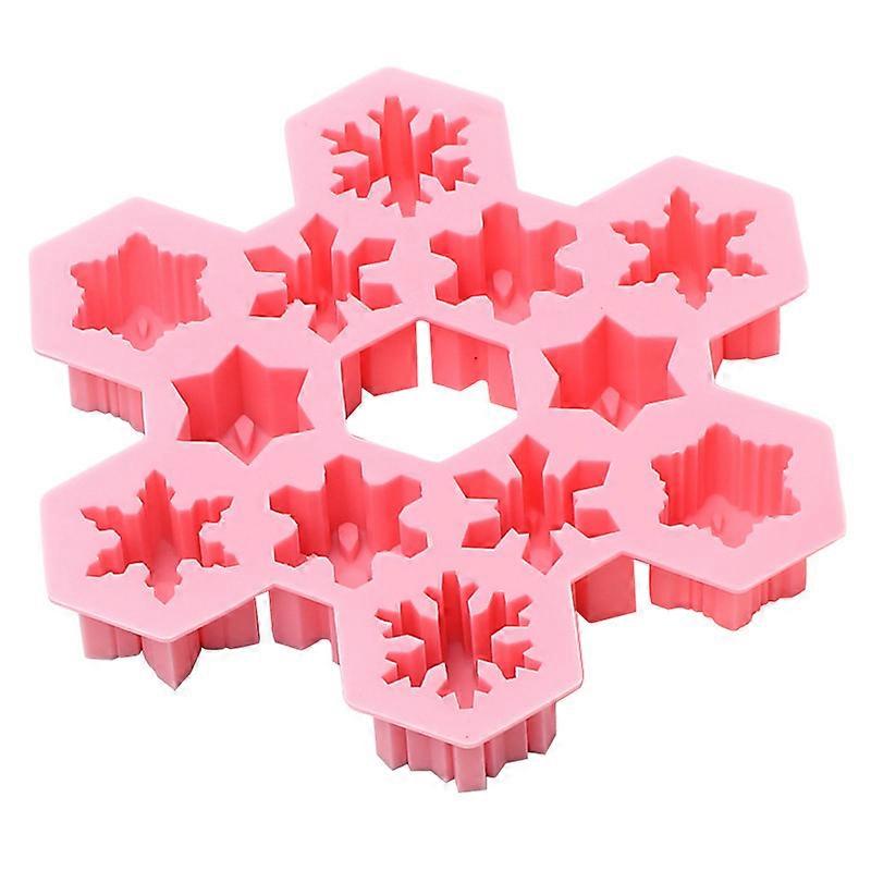 Snowflake Silicone Ice Cube Tray, Novelty Large Mold Makes 12 Snowflake Ice Cubes, pink, Set of 1