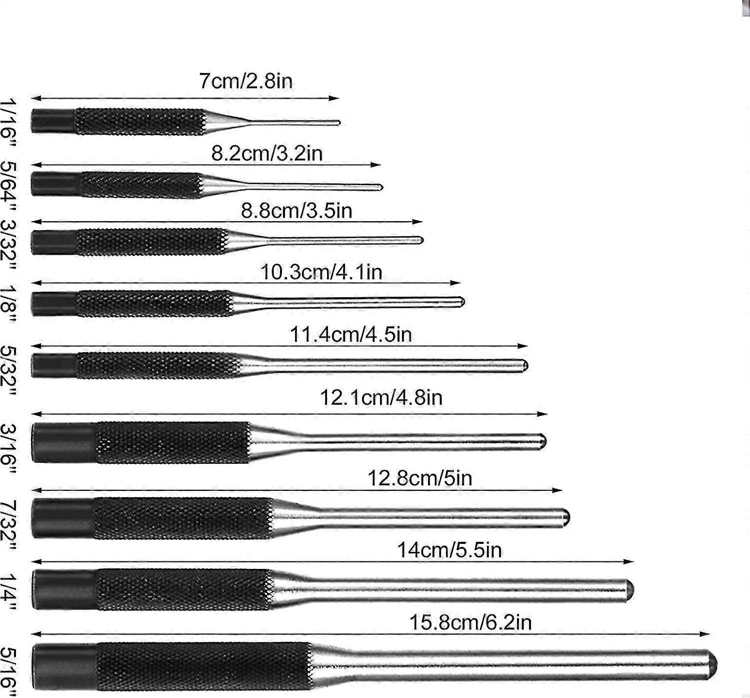 9pcs Roll Pin Punch With Storage Pouch