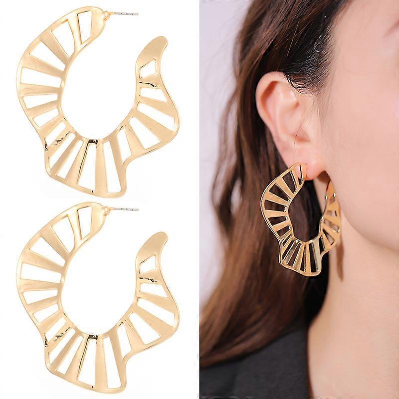 Gold Statement Hoop Earrings Studs