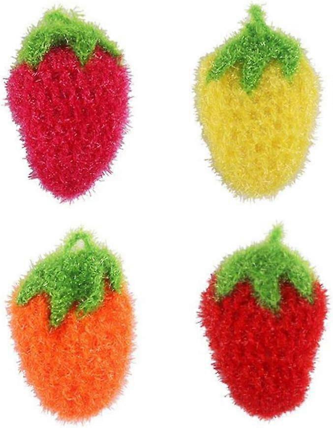 Dish Sponge Towel Strawberry Kitchen Cleaning Cloth 4pcs