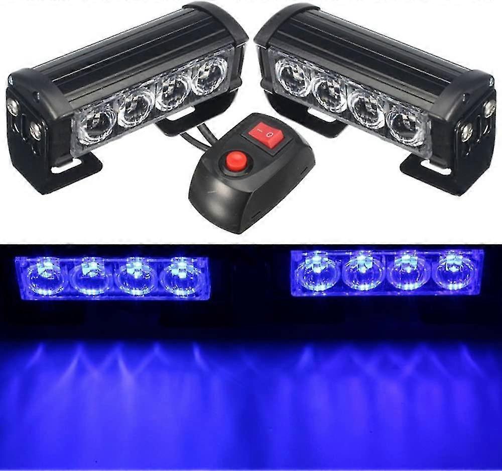 Strobe Light, 2pcs One To Two Led Emergency Strobe Warning Light Emergency Flash Warning Light 12v General Motors Truck Trailer(blue)